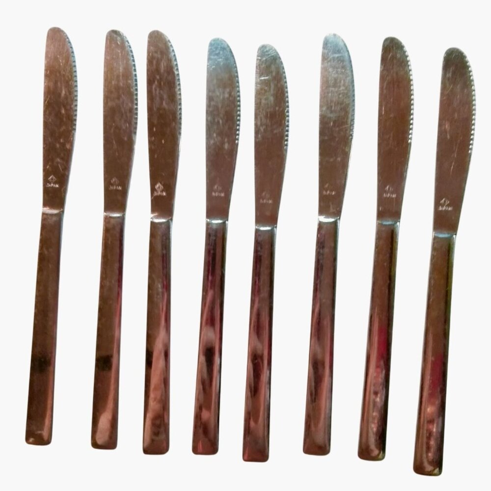 Vintage Stainless Steel Dinner Knife Minimalist Japan Replacement Lot 8